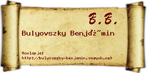 Bulyovszky Benjámin névjegykártya